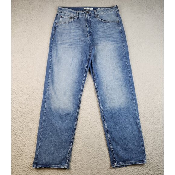 Wrangler Jeans Mens 33x32 Blue Relaxed Straight Leg Rodeo Ranch Hand Workwear - Picture 2 of 10